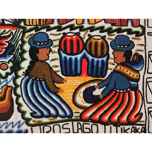 Uros Lago Titikaka Hand Stitched Wall Hanging. Indigenous People Of Bolivia Peru - Picture 9 of 16
